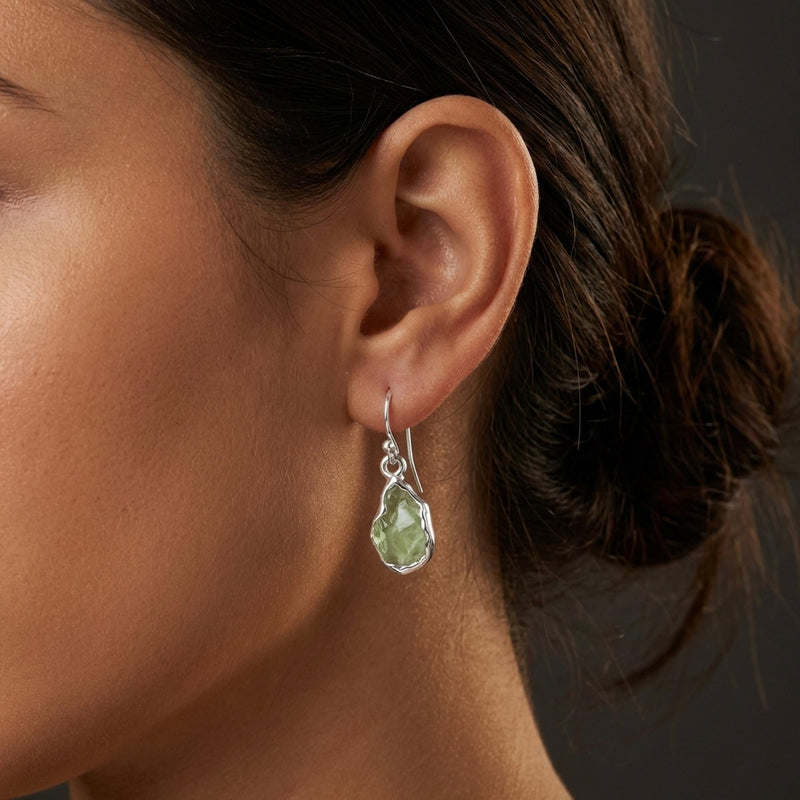 Raw Peridot Dangle Earrings (12 of 13)