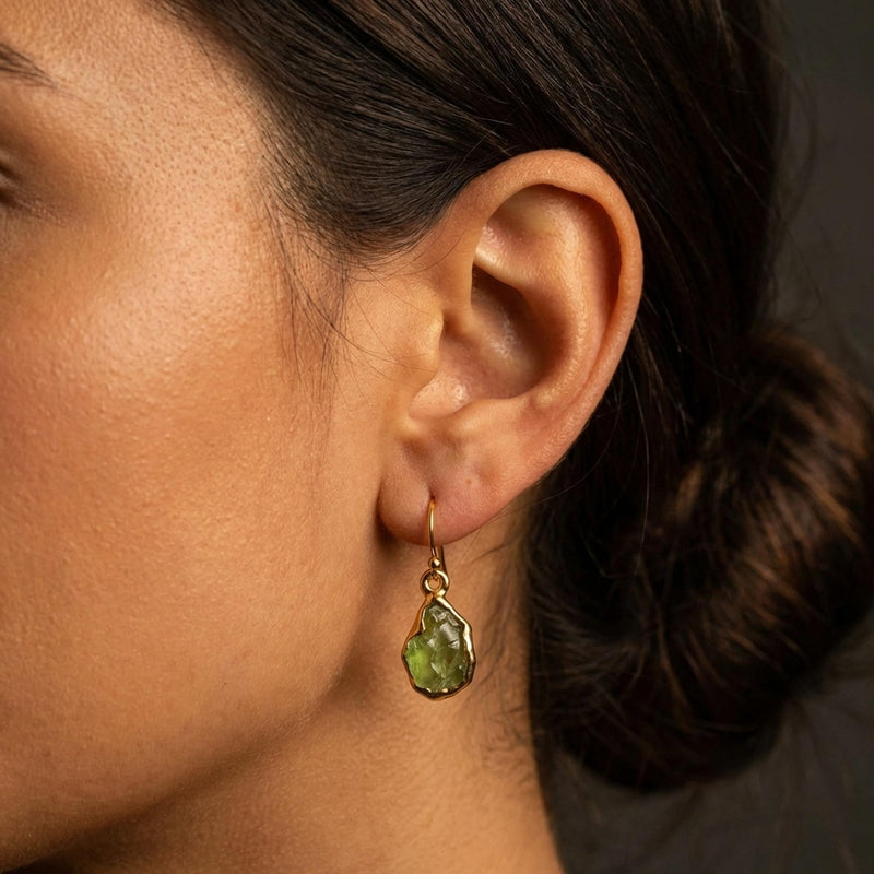 Raw Peridot Dangle Earrings (13 of 13)
