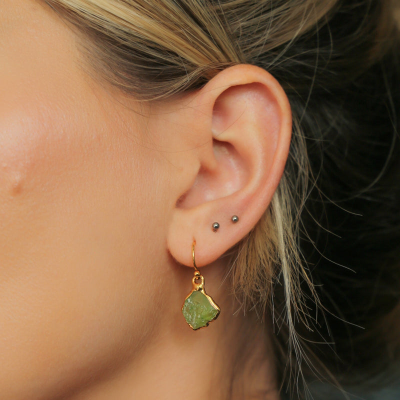Raw Peridot Dangle Earrings (3 of 13)