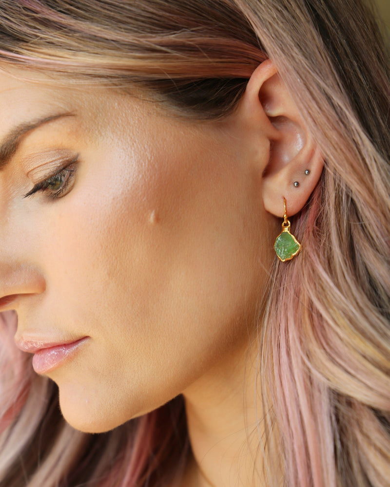 Raw Peridot Dangle Earrings (5 of 13)