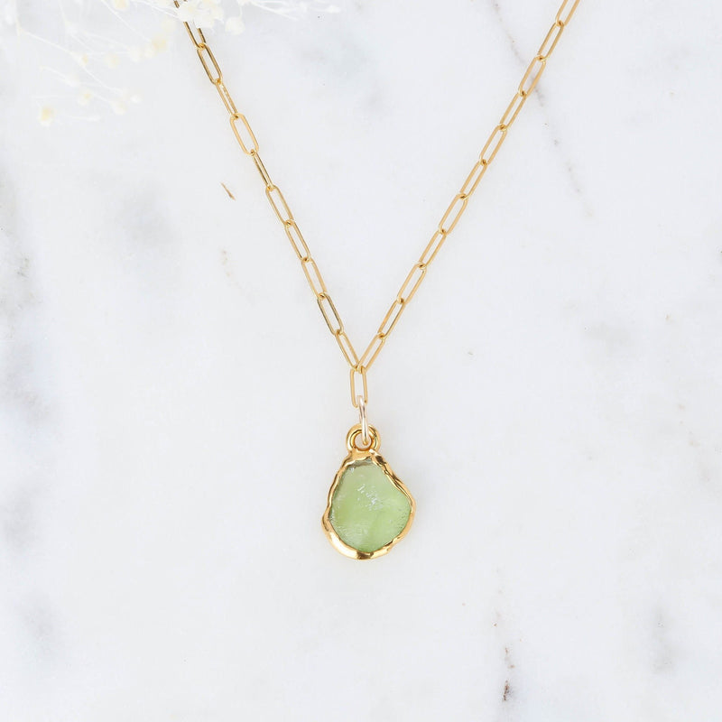 Raw Peridot Necklace on a white background (5 of 13)