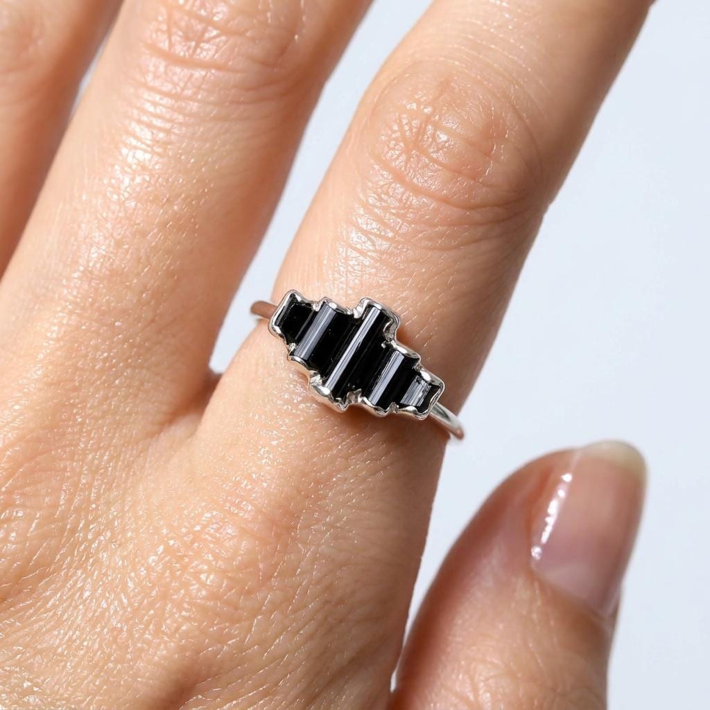 Ringcrush Raw Black Tourmaline Ring, 24k gold