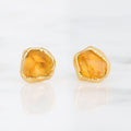 Mini Raw Citrine Stud Earrings