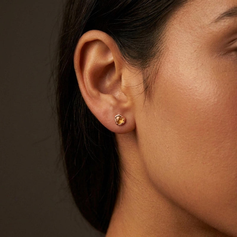 Mini Raw Citrine Stud Earrings (15 of 17)