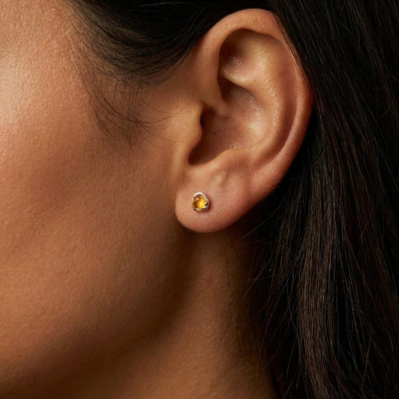 Mini Raw Citrine Stud Earrings (16 of 17)