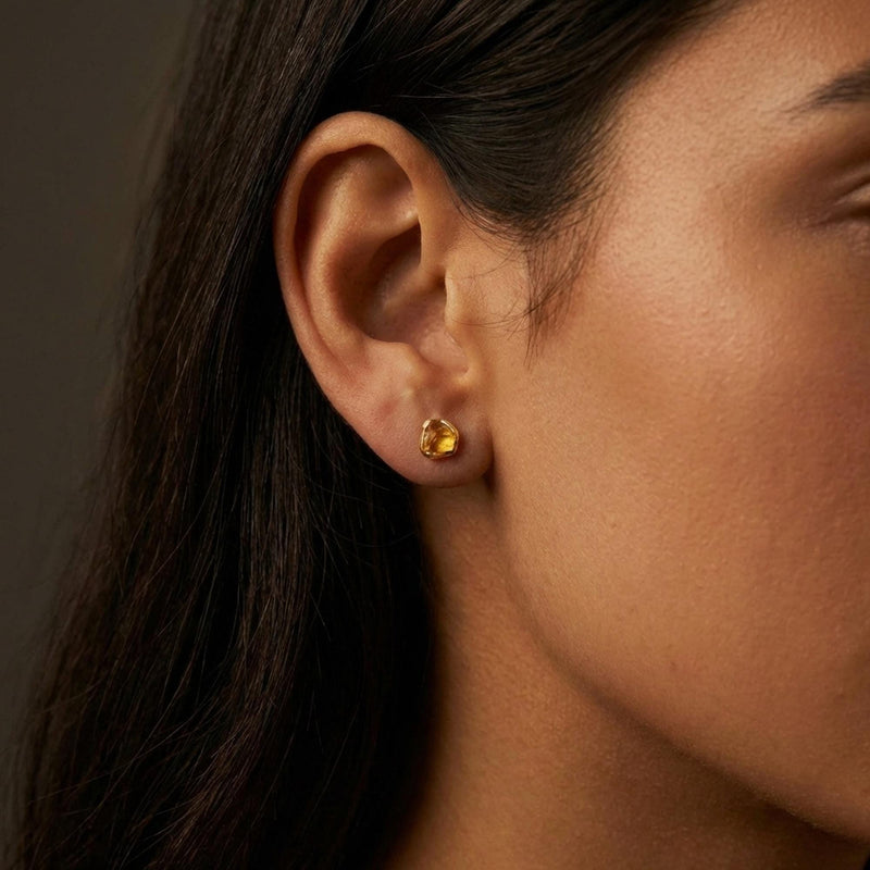 Mini Raw Citrine Stud Earrings (17 of 17)