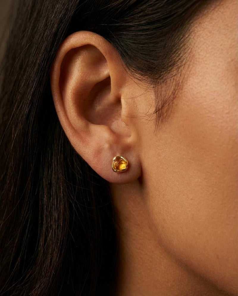Mini Raw Citrine Stud Earrings (2 of 17)