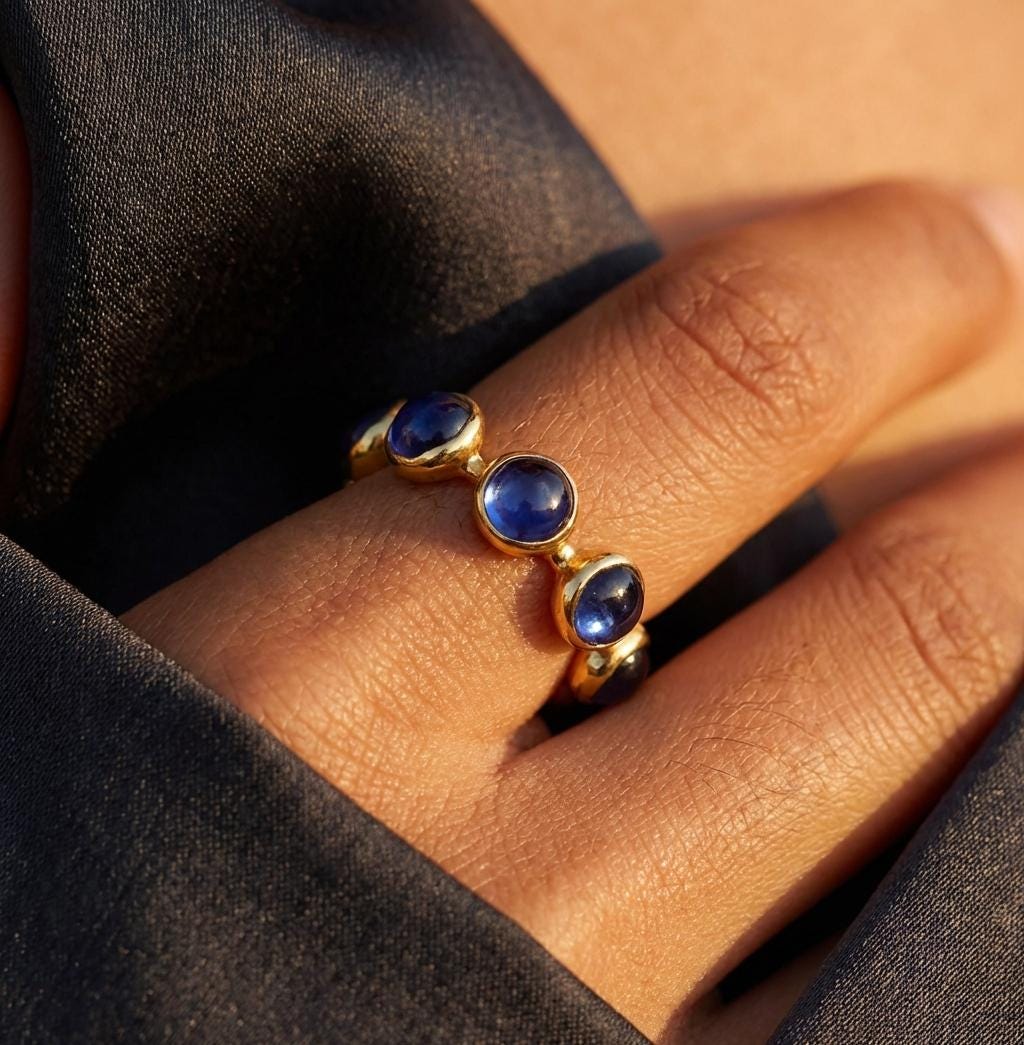 Ringcrush Eternity Cabochon Sapphire Ring, 24k gold