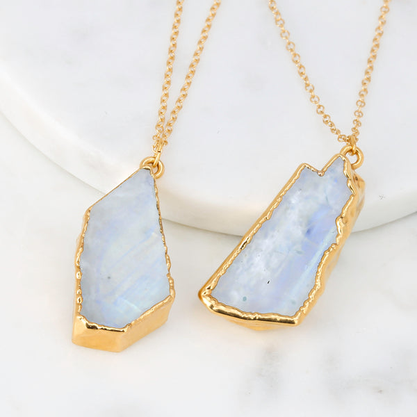 Raw Moonstone Necklace on a white background