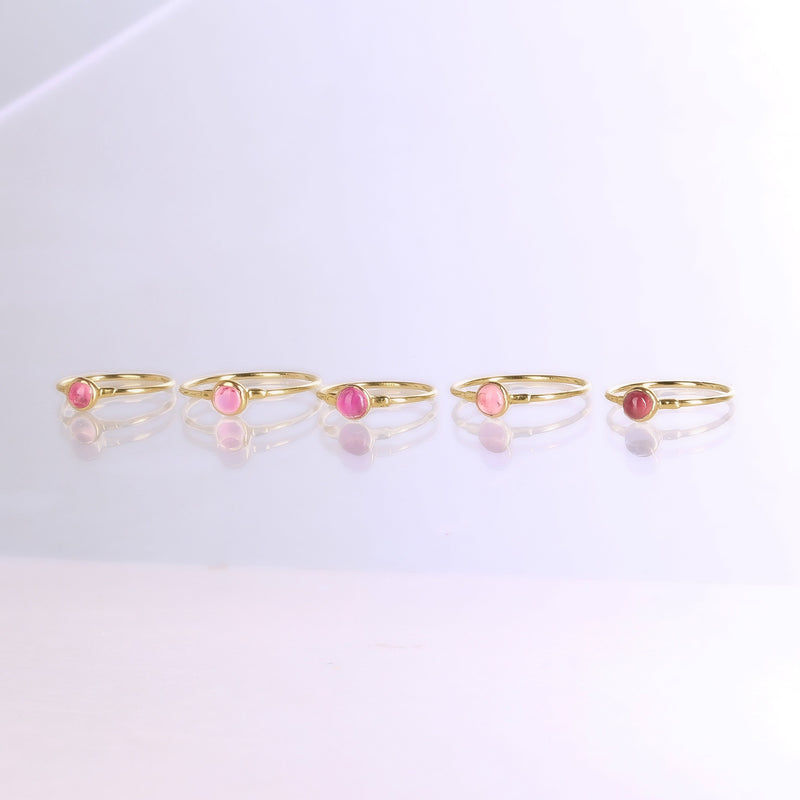 Ringcrush Dainty Raw Pink Tourmaline Ring, 24k gold (photo 7)