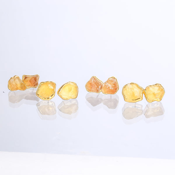 Raw Citrine Earrings on a white background