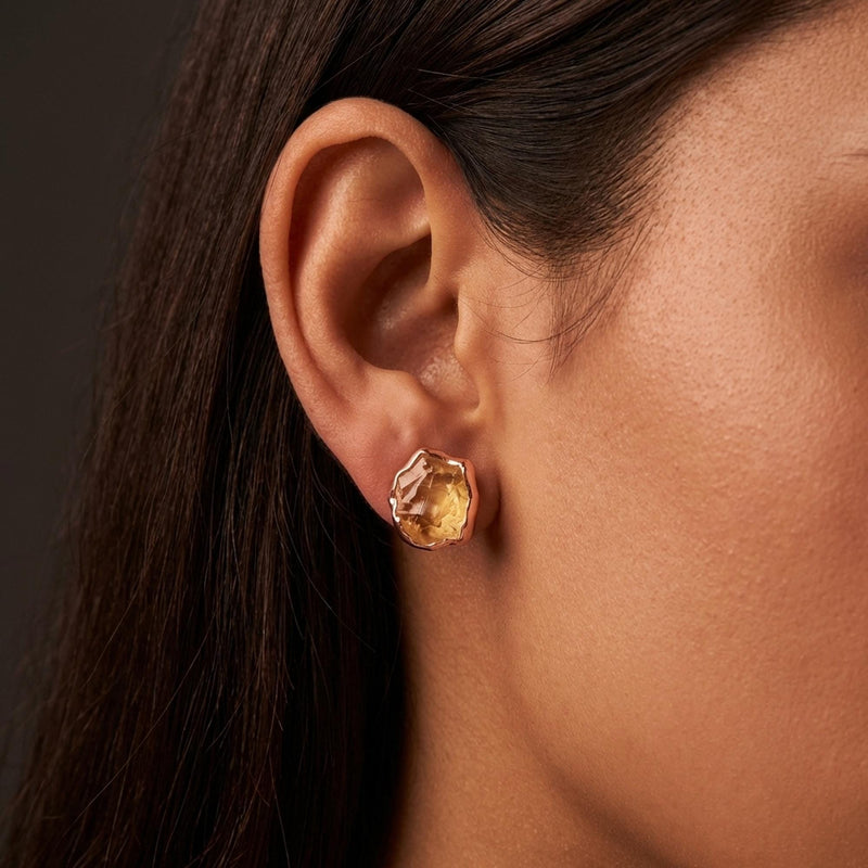 Ringcrush Raw Citrine Earrings, 24k gold (photo 10)