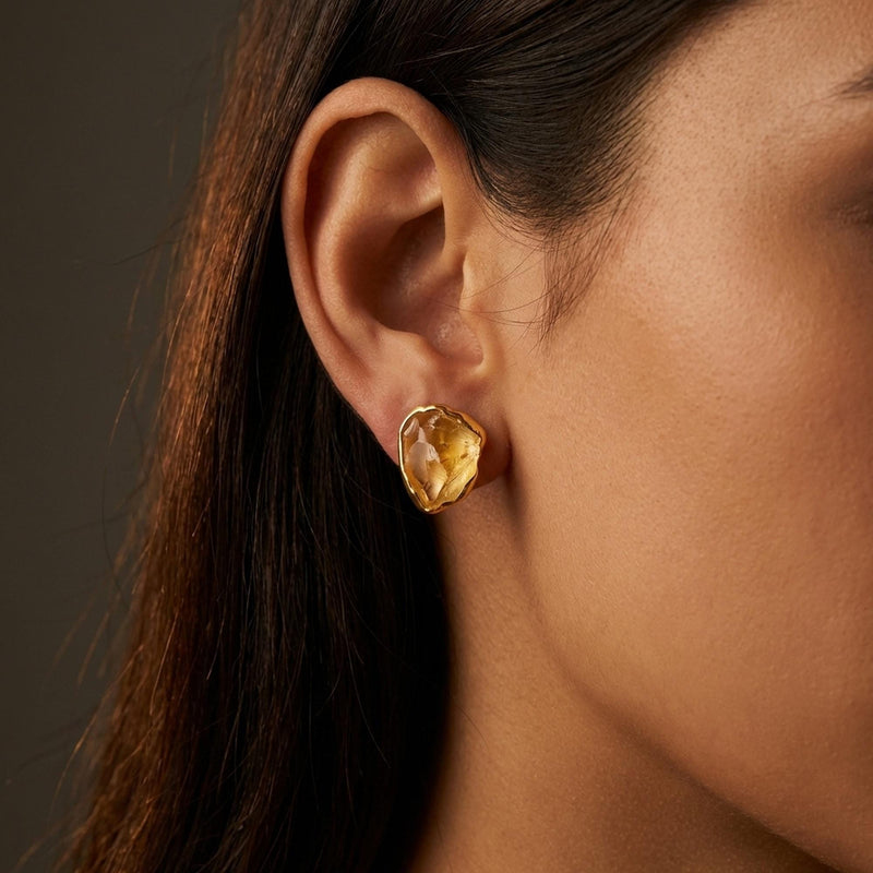 Raw Citrine Earrings - November birthstone (photo 12)