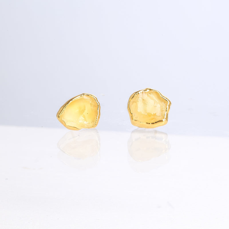 Ringcrush Raw Citrine Earrings, 24k gold