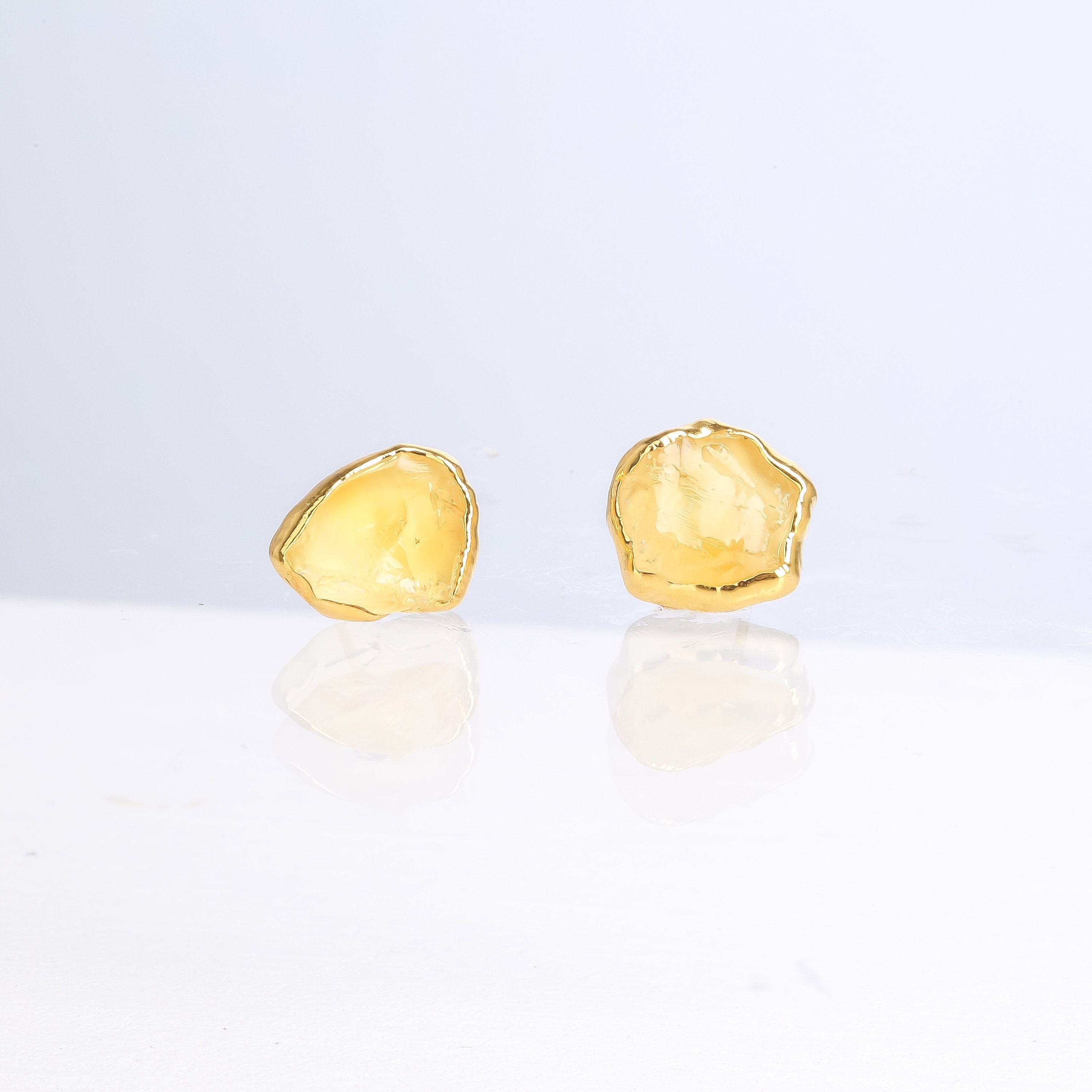 Ringcrush Raw Citrine Earrings, 24k gold