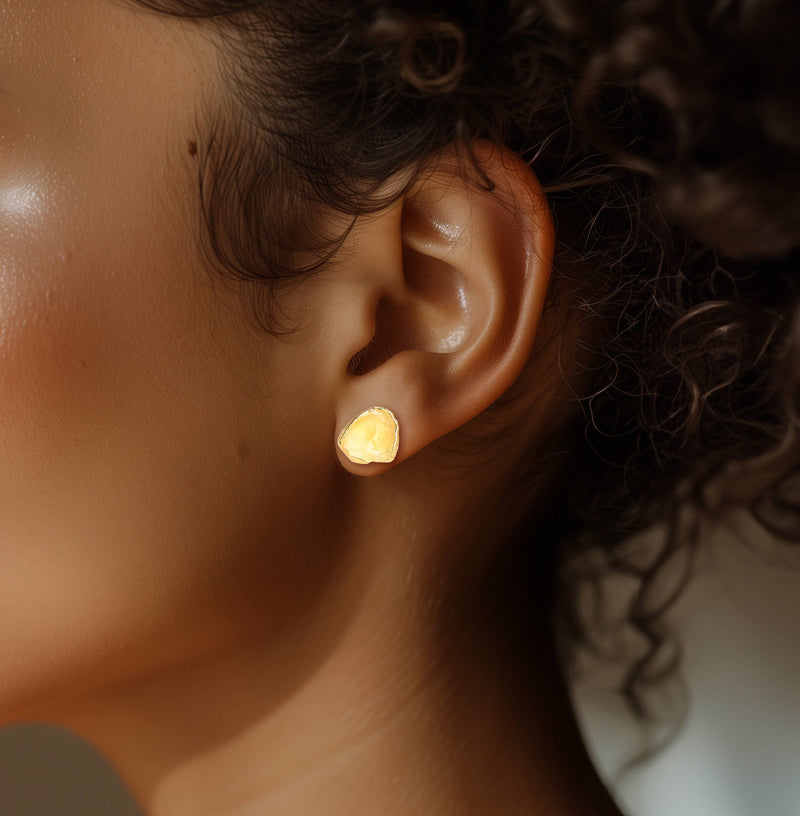 Additional photo of the Raw Citrine Earrings