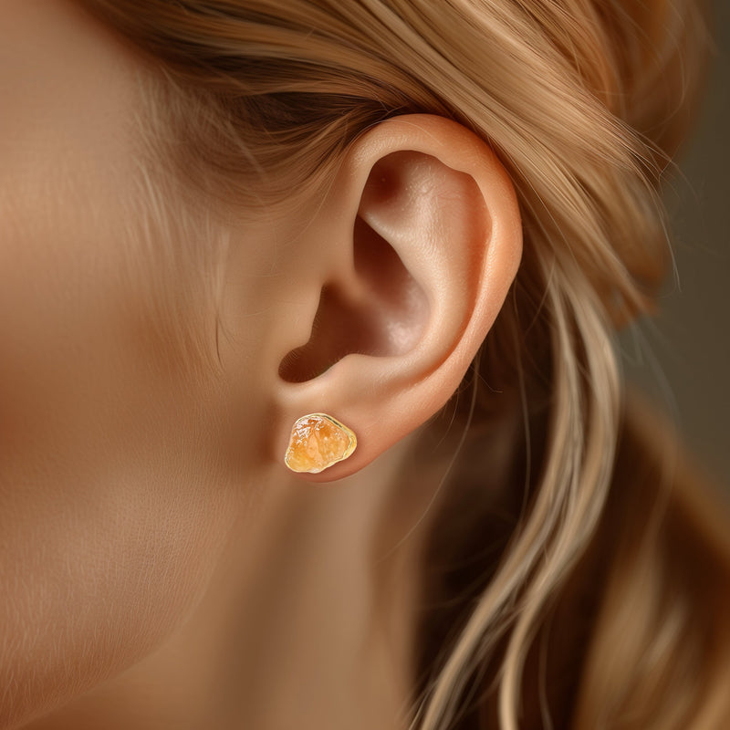 Ringcrush Raw Citrine Earrings, 24k gold (photo 4)