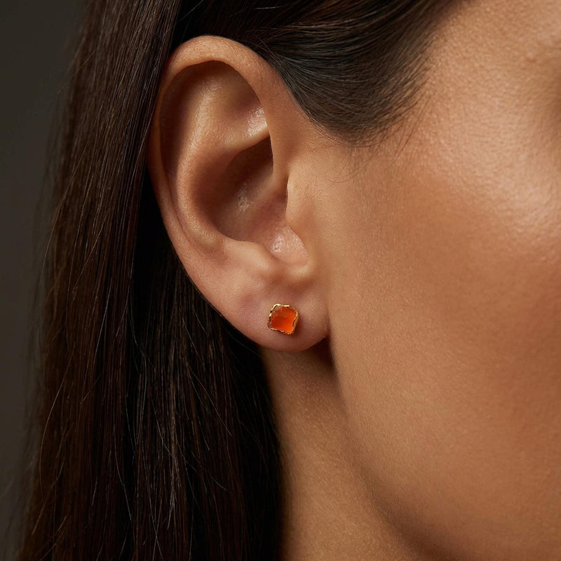 Raw Carnelian Stud Earrings - handmade in Atlanta (photo 12)