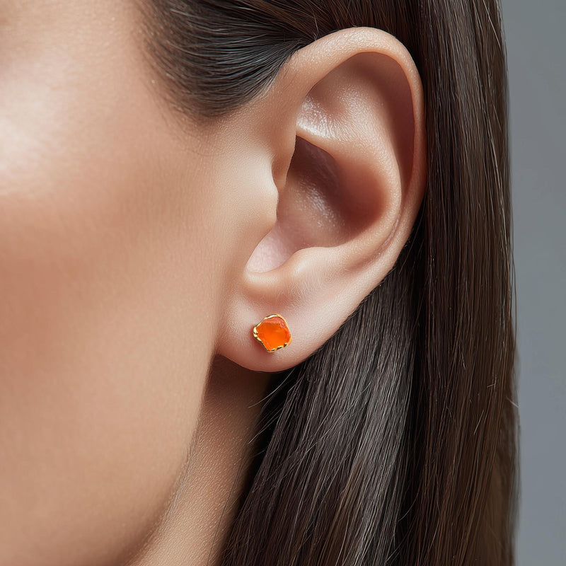 Additional photo of the Raw Carnelian Stud Earrings (photo 5)