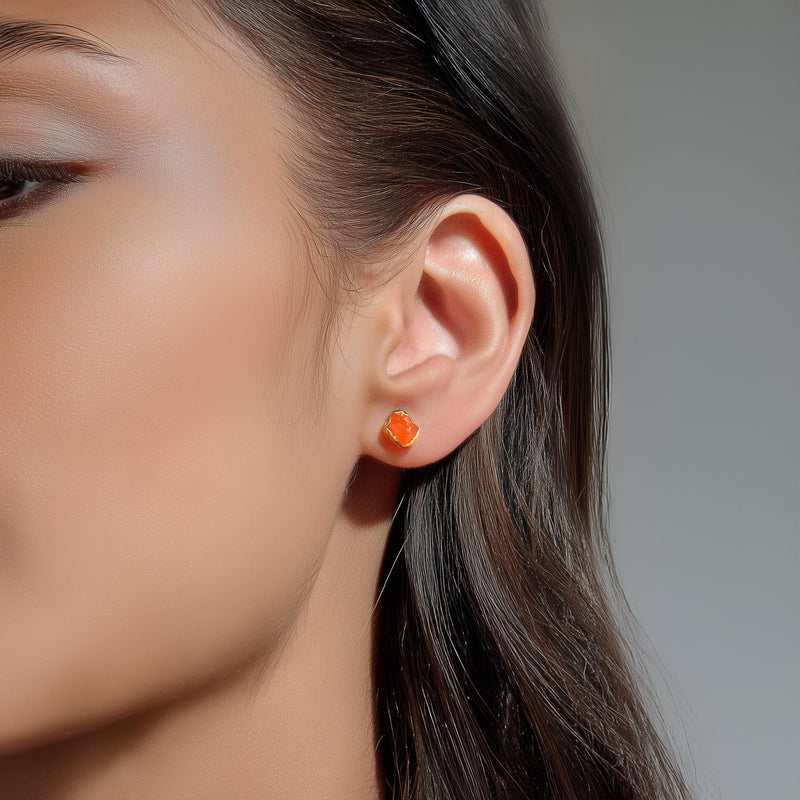 Raw Carnelian Stud Earrings - handmade in Atlanta (photo 6)
