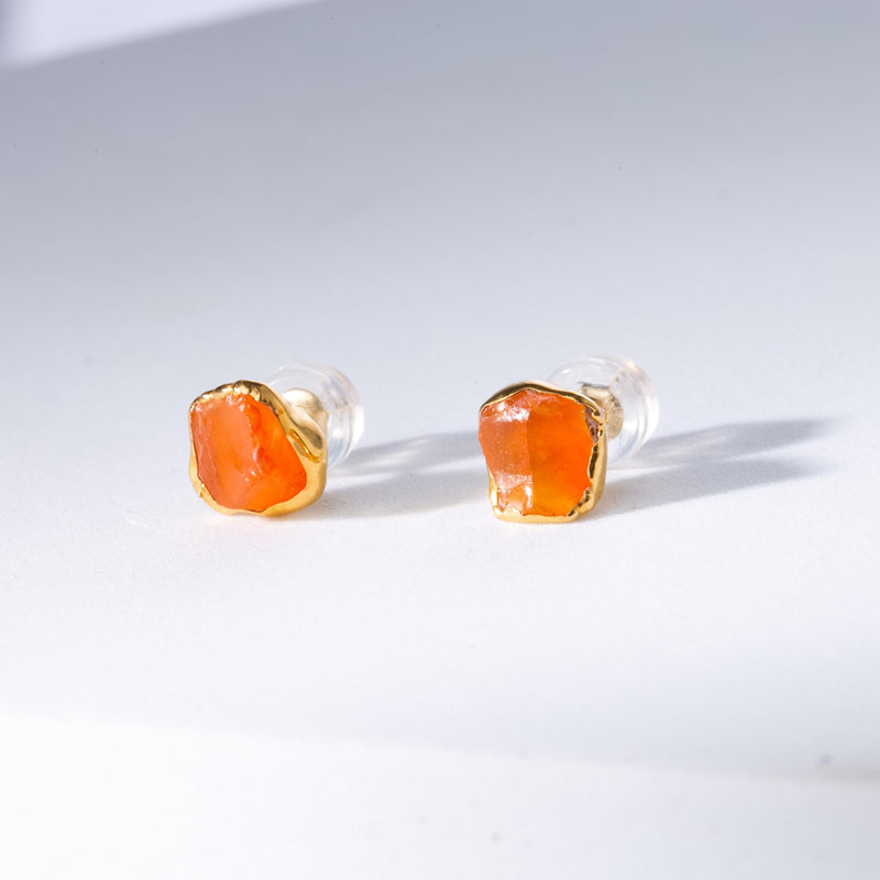 Ringcrush Raw Carnelian Stud Earrings, 24k gold (photo 7)