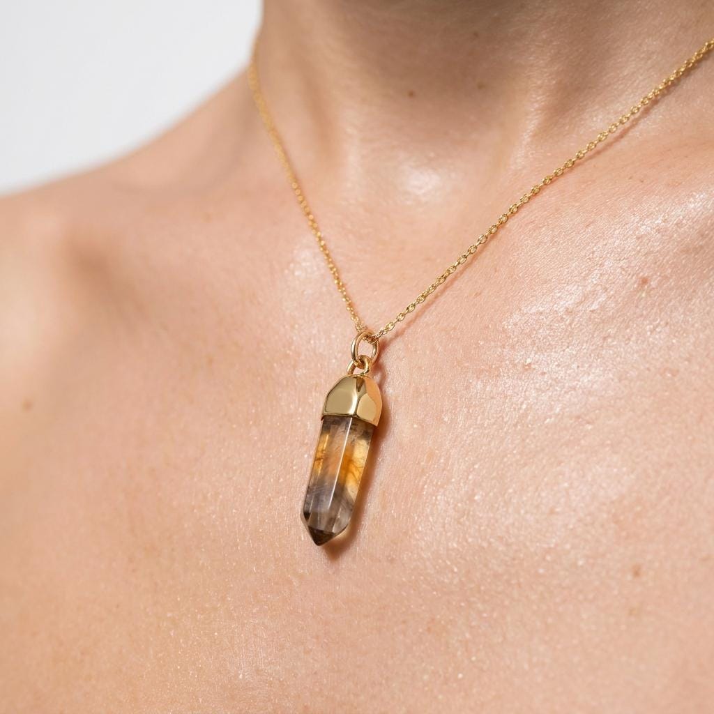 Ringcrush Raw Citrine Necklace, 24k gold