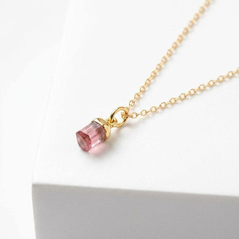 Additional photo of the Mini Raw Pink Tourmaline Necklace