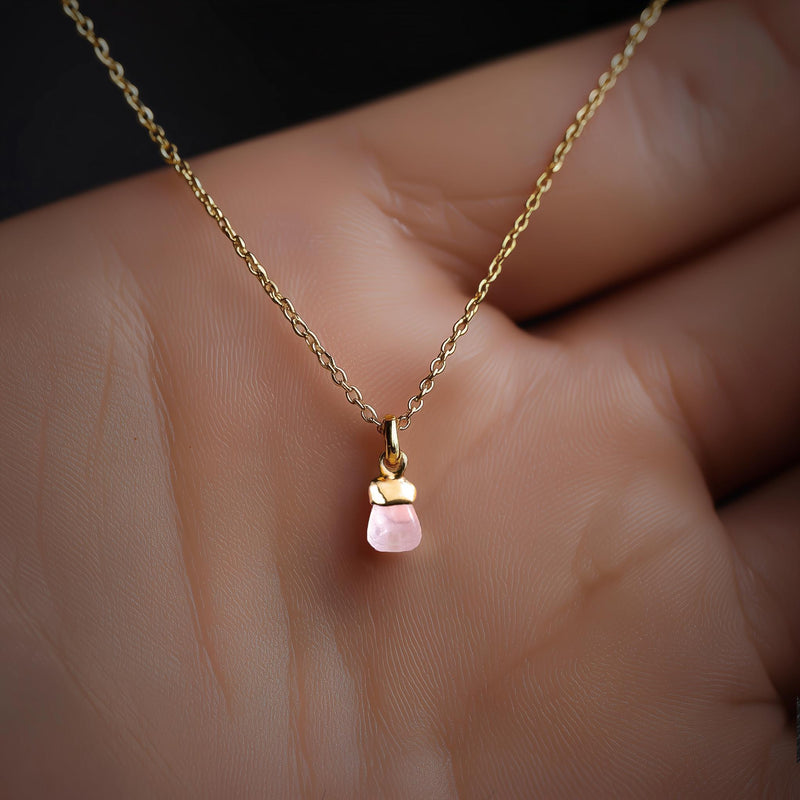 Raw Rose Quartz Necklace (4 of 13)