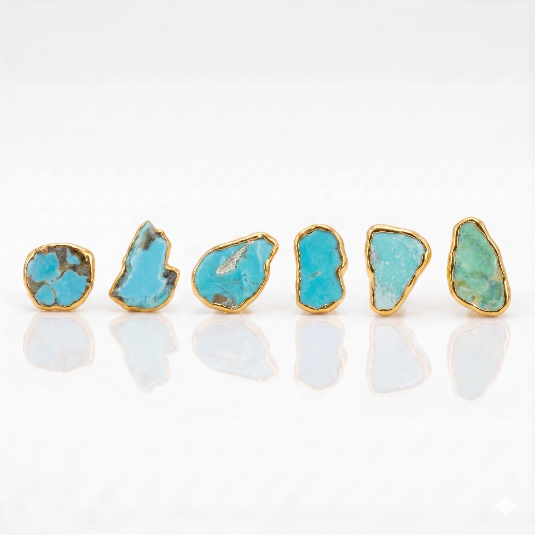Ringcrush Raw Turquoise Earrings, 24k gold