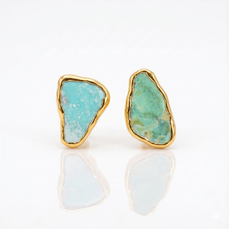 Additional photo of the Raw Turquoise Earrings