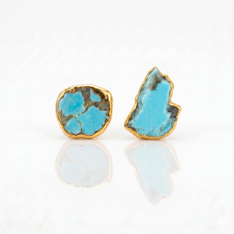Ringcrush Raw Turquoise Earrings, 24k gold (photo 4)