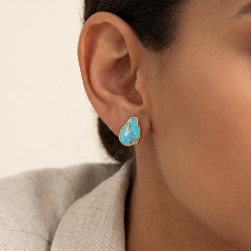 Additional photo of the Raw Turquoise Earrings (photo 5)