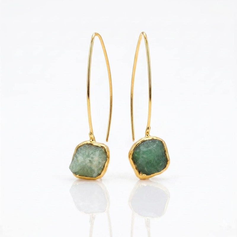 Additional photo of the Raw Emerald Dangle Earrings