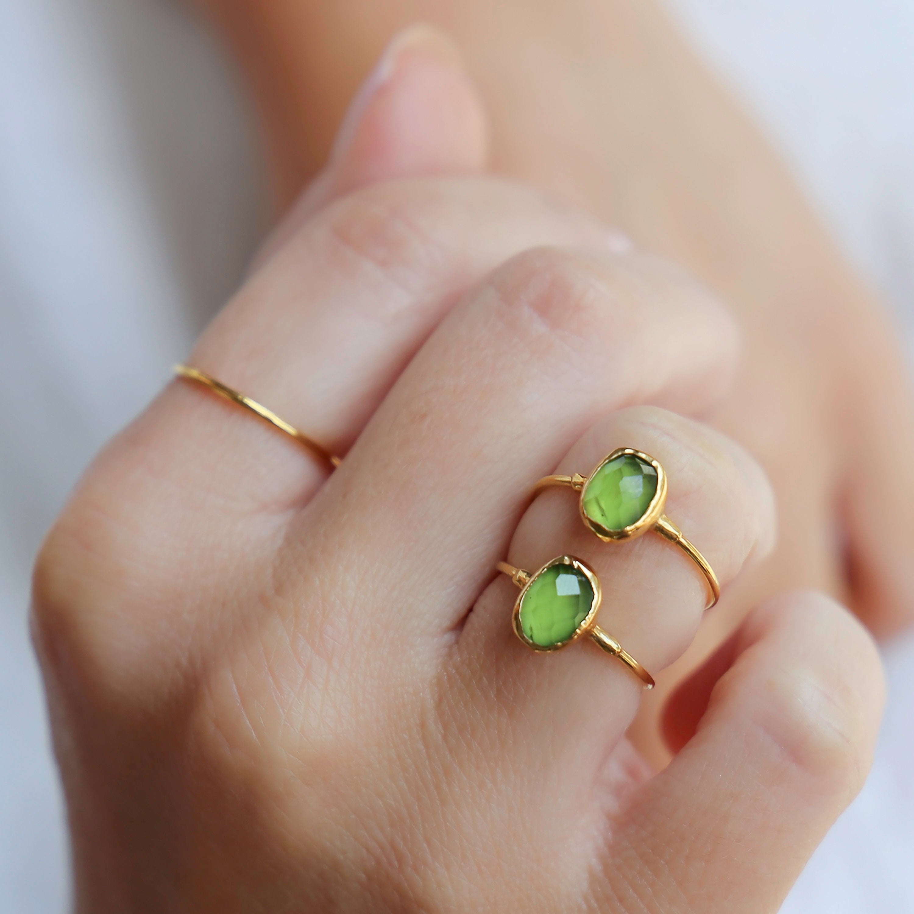 Ringcrush Raw Peridot Ring, 24k gold