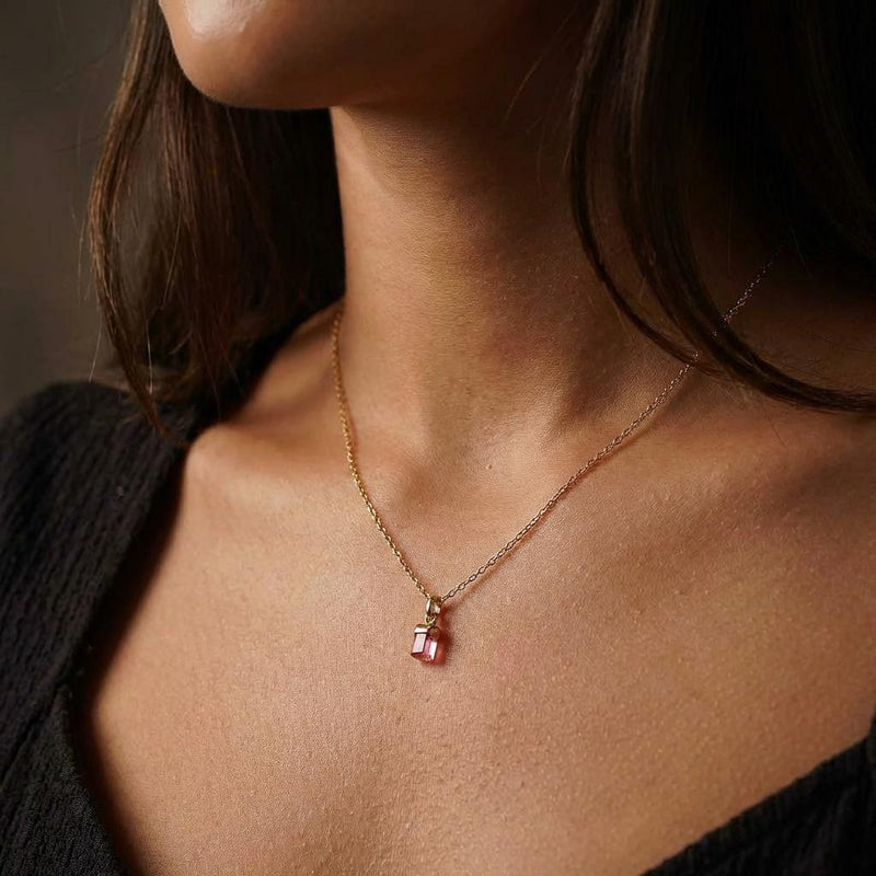 Ringcrush Dainty Raw Pink Tourmaline Necklace, 24k gold (photo 4)