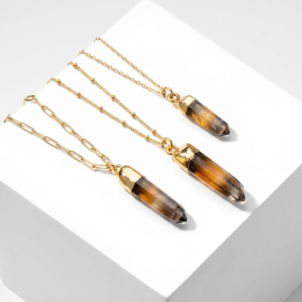 Ringcrush Raw Citrine Necklace, 24k gold