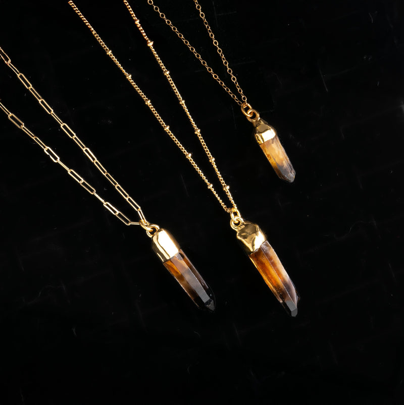 Ringcrush Raw Citrine Necklace, 24k gold (photo 4)