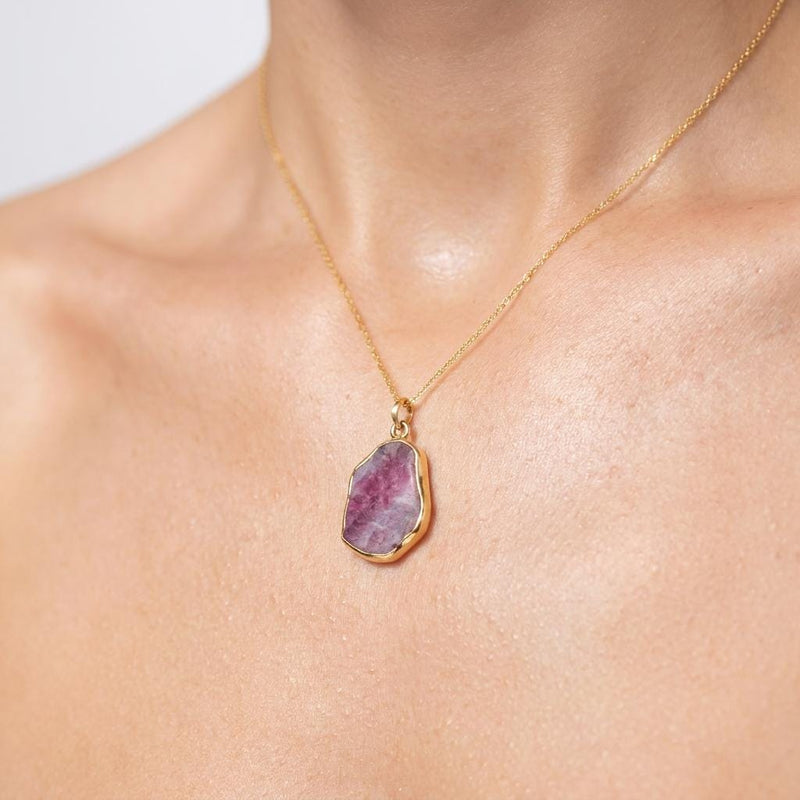 Additional photo of the Raw Ruby Necklace