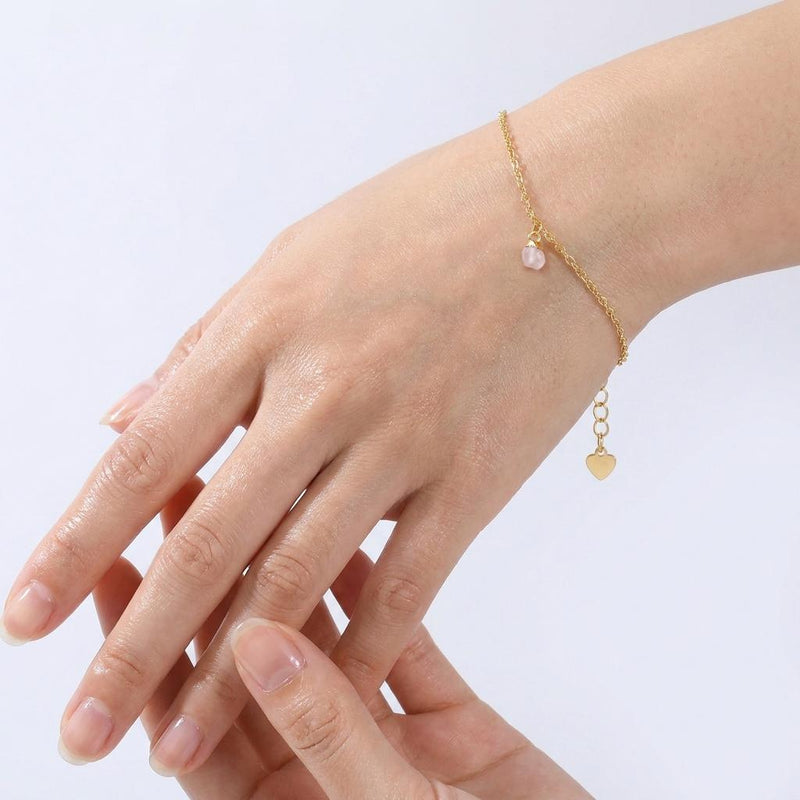 Dainty Raw Rose Quartz Bracelet (4 of 10)