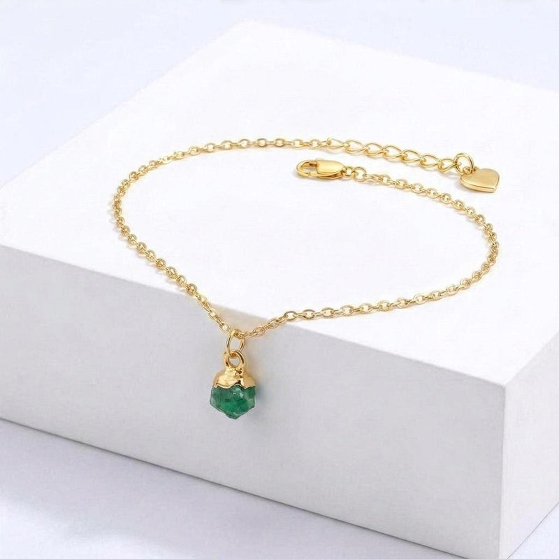 Dainty Raw Emerald Bracelet (3 of 10)