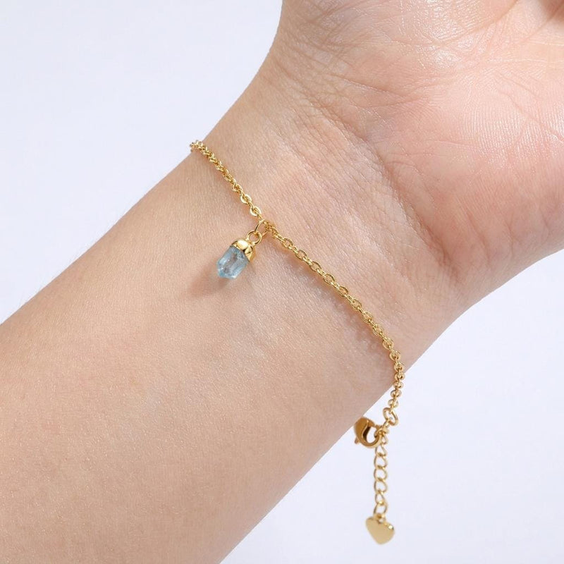 Ringcrush Dainty Raw Aquamarine Bracelet, 24k gold