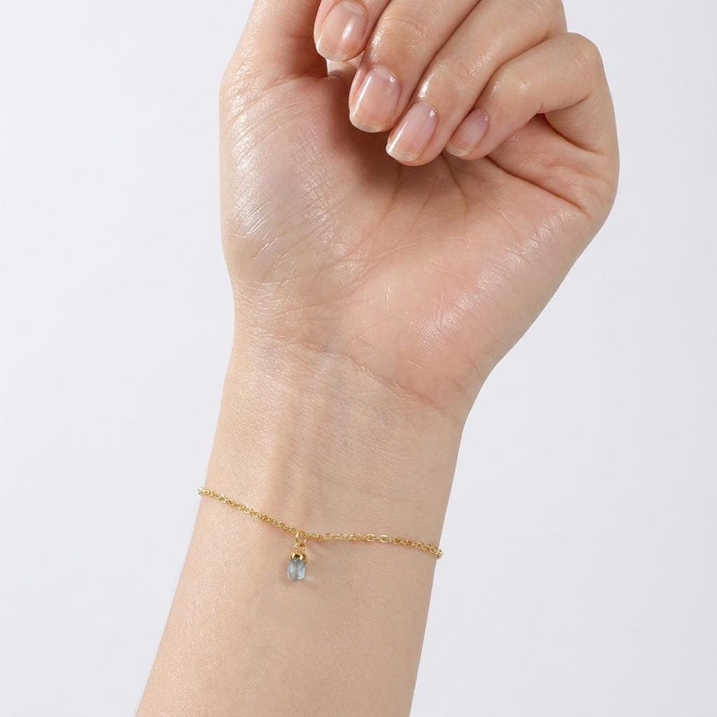 Additional photo of the Dainty Raw Aquamarine Bracelet