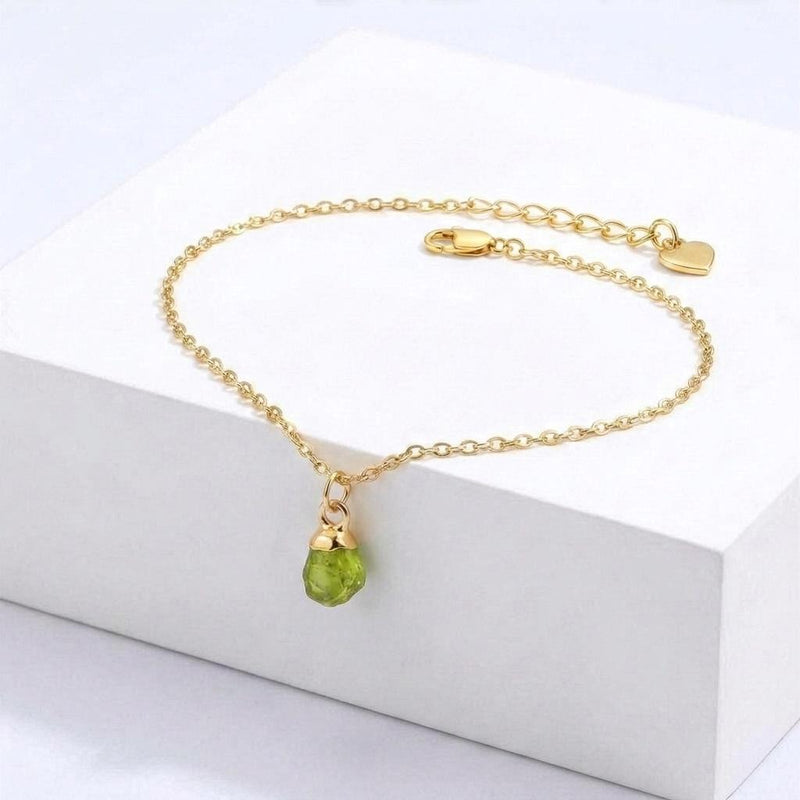 Dainty Raw Peridot Bracelet (3 of 8)