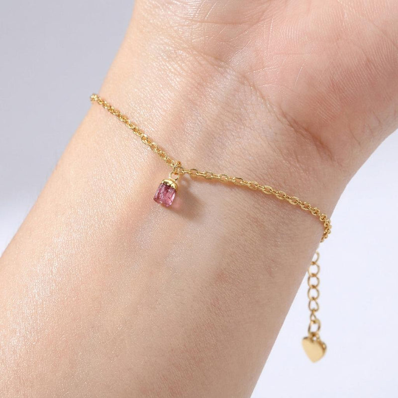 Dainty Raw Pink Tourmaline Bracelet (2 of 10)