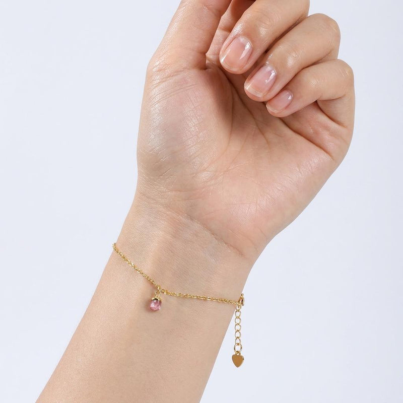 Dainty Raw Pink Tourmaline Bracelet (4 of 10)