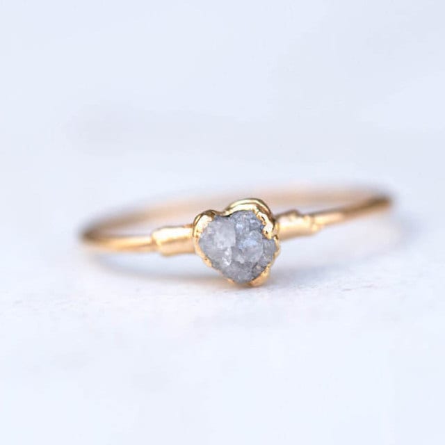 Ringcrush Dainty Raw Raw Diamond Ring, 24k gold
