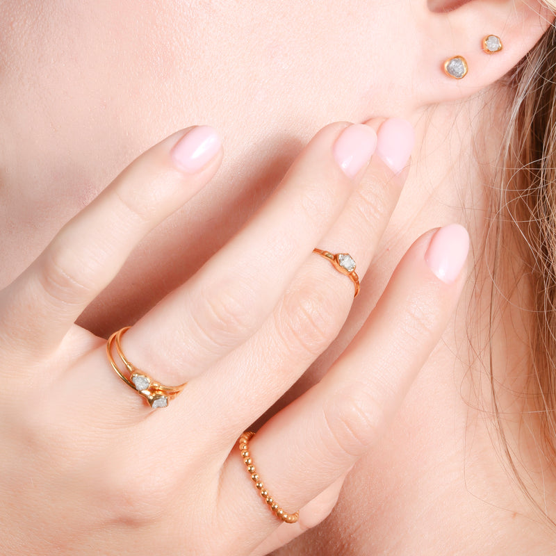 Additional photo of the Dainty Raw Raw Diamond Ring