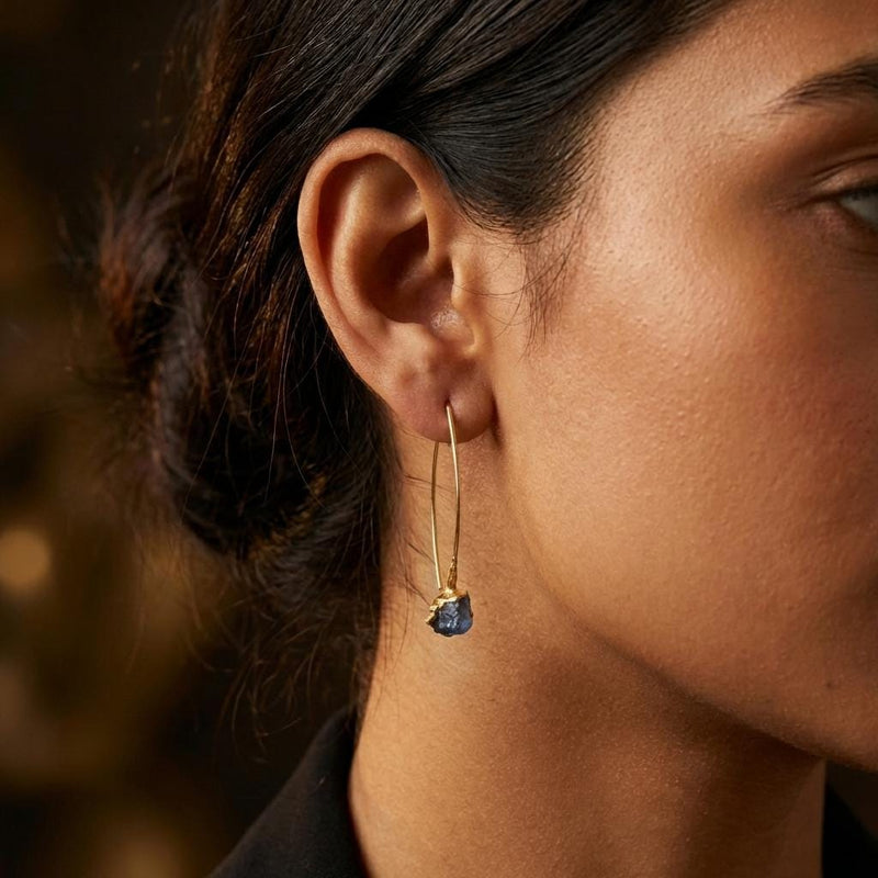 Raw Sapphire Dangle Earrings (6 of 12)
