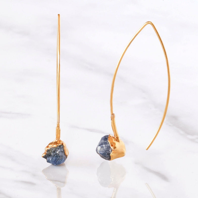 Raw Sapphire Dangle Earrings on a white background (7 of 12)