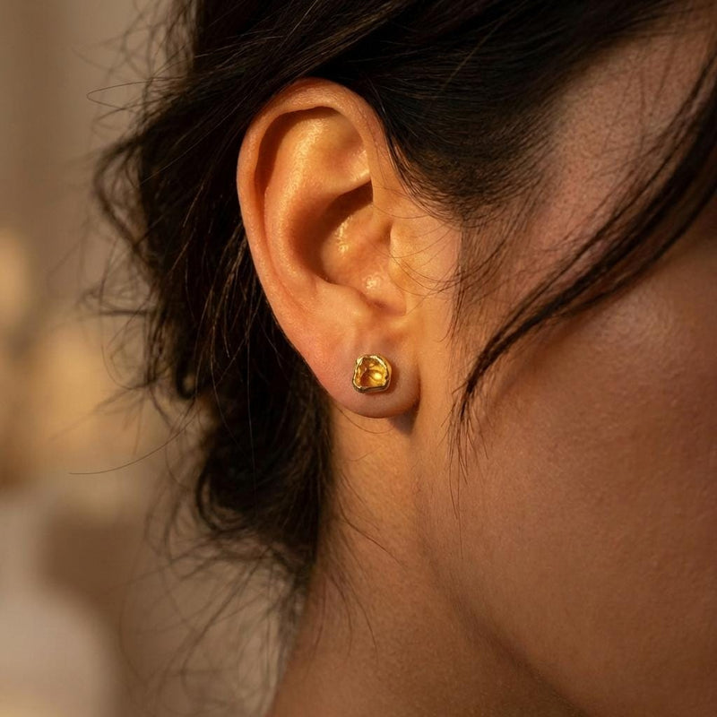 Mini Raw Citrine Stud Earrings (8 of 14)